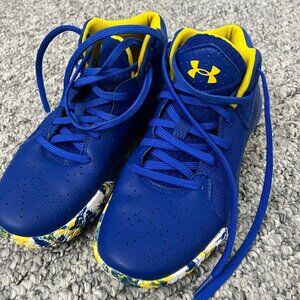 Under Armour Jet 21 3024794-400 Blue Yellow Youth Size 5.5Y Basketball Sneakers
